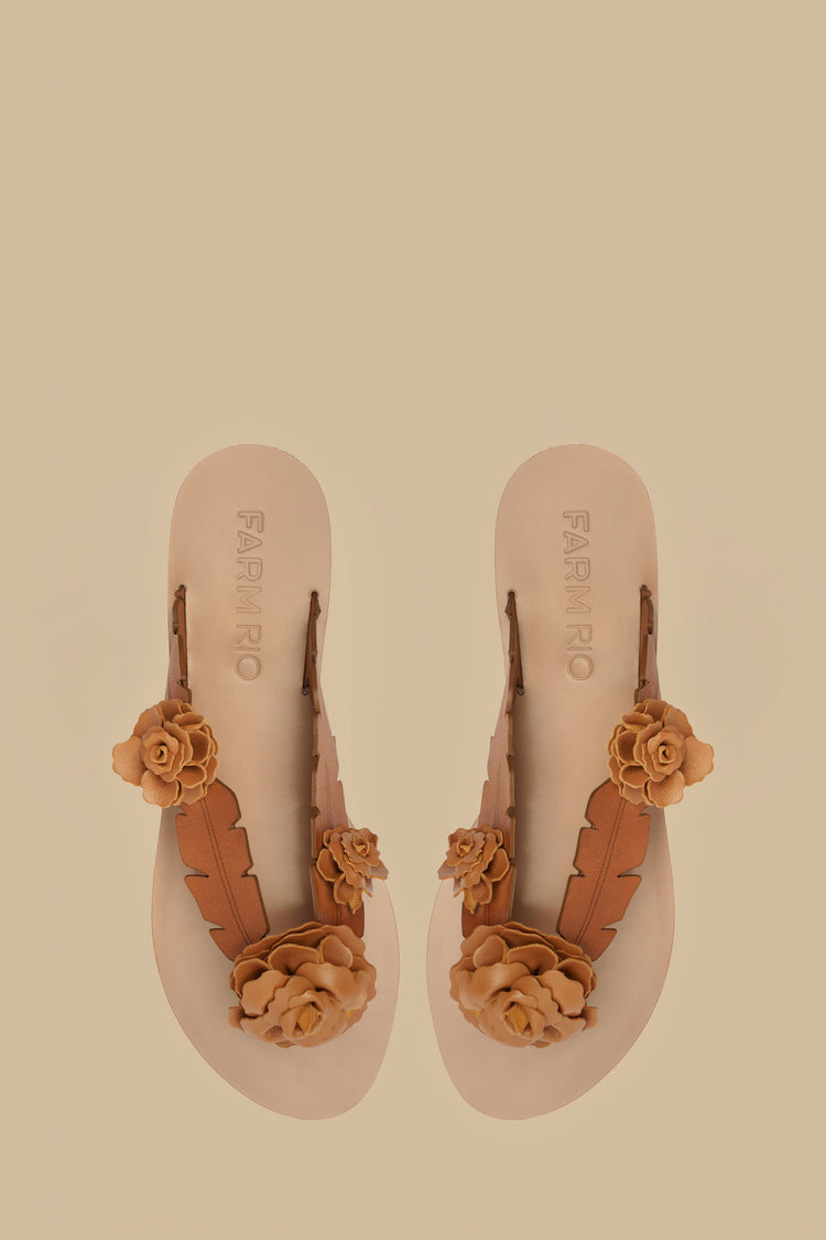 Farm Rio Tan Blooming Flat Sandal TAN