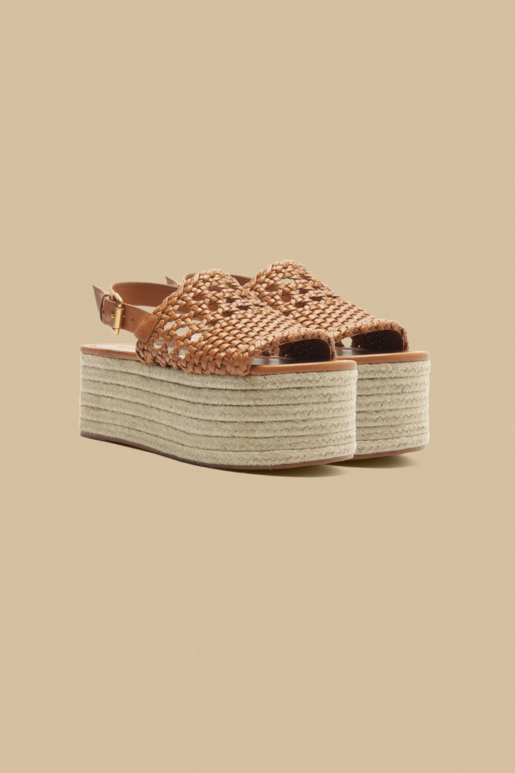 Farm Rio Tan Woven Flatform Sandal TAN
