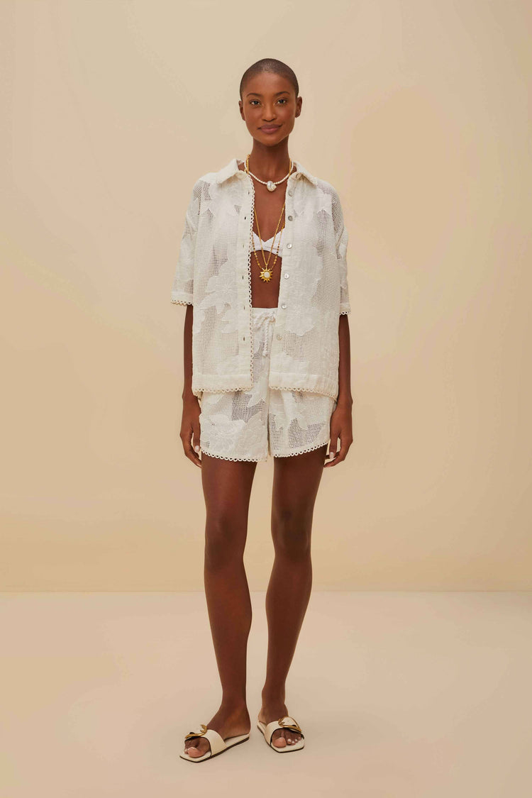 Farm Rio White Flower Shirt WHITE