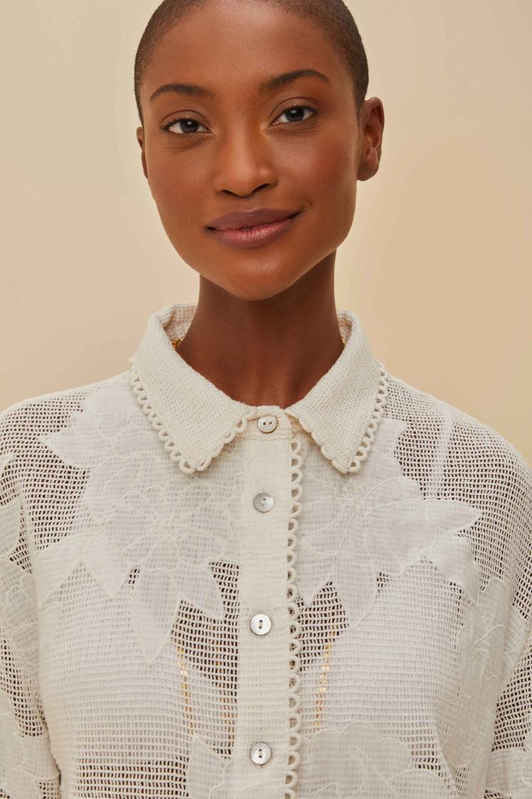 Farm Rio White Flower Shirt WHITE
