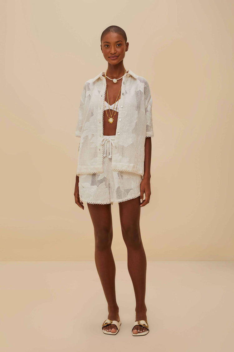 farm rio white flower shorts WHITE