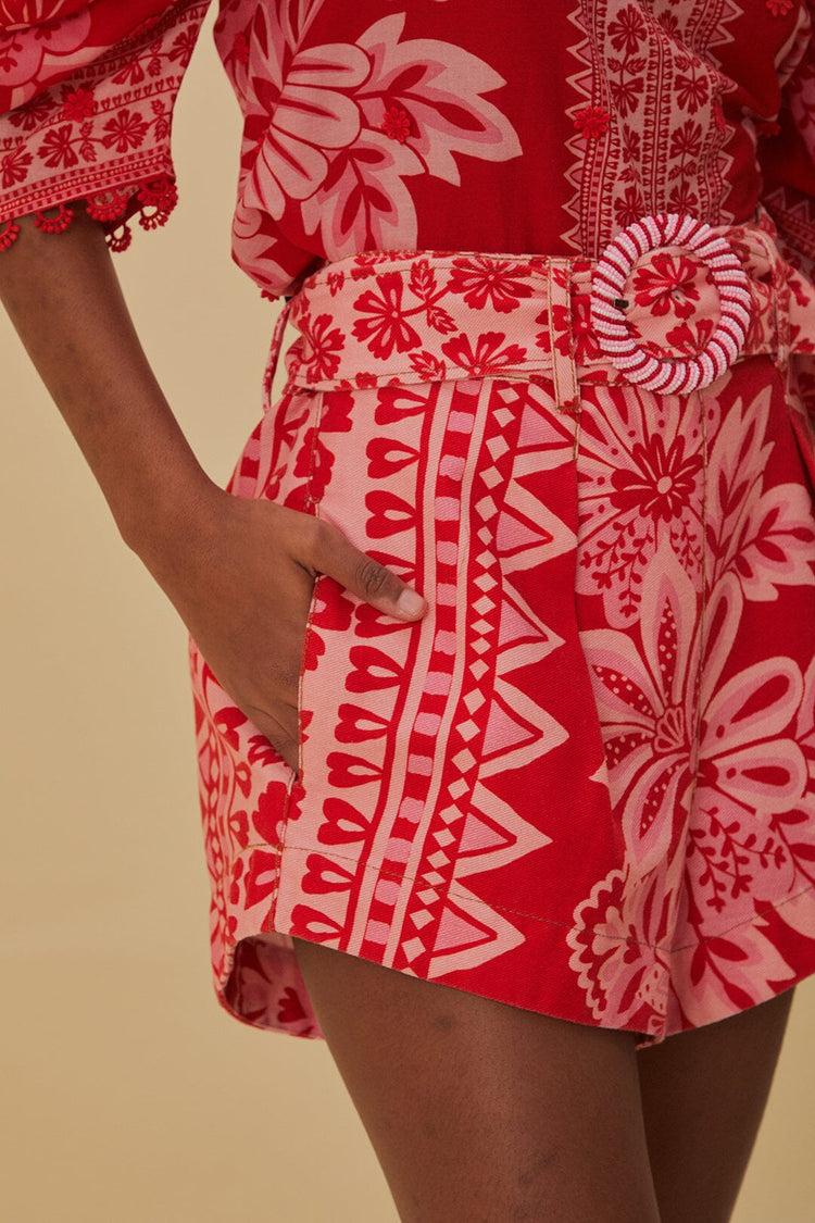 Farm Rio Flora Tapestry Red Shorts FLORA TAPESTRY RED