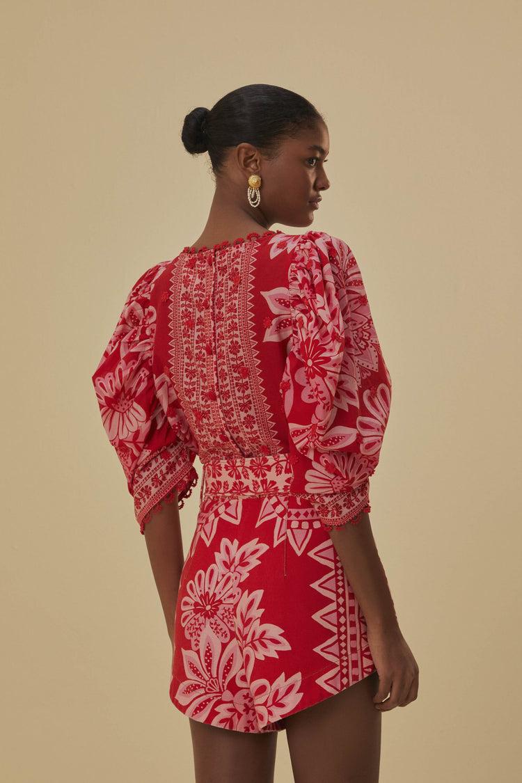 Farm Rio Flora Tapestry Red Shorts FLORA TAPESTRY RED