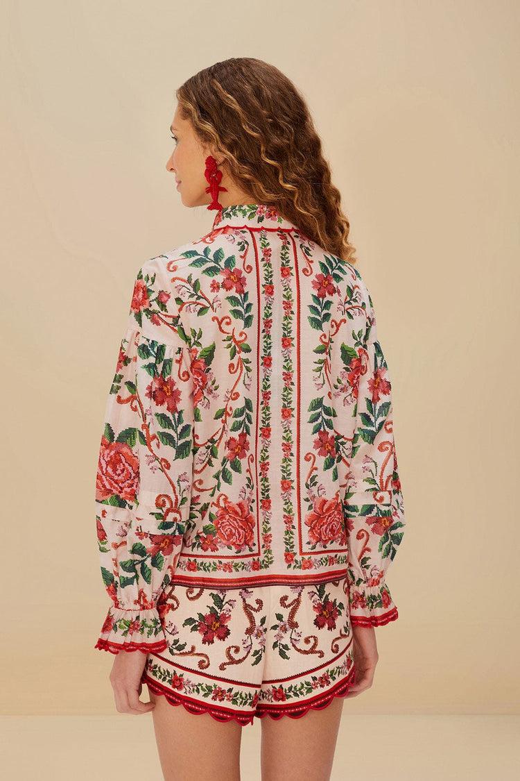 Farm Rio Flower Tapestry Pink Shirt FLOWER TAPESTRY PINK