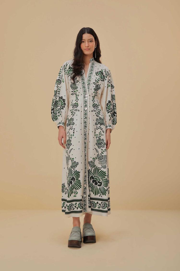 Farm Rio Forest Soul Off-white Maxi Dress FOREST SOUL OFF-WHITE