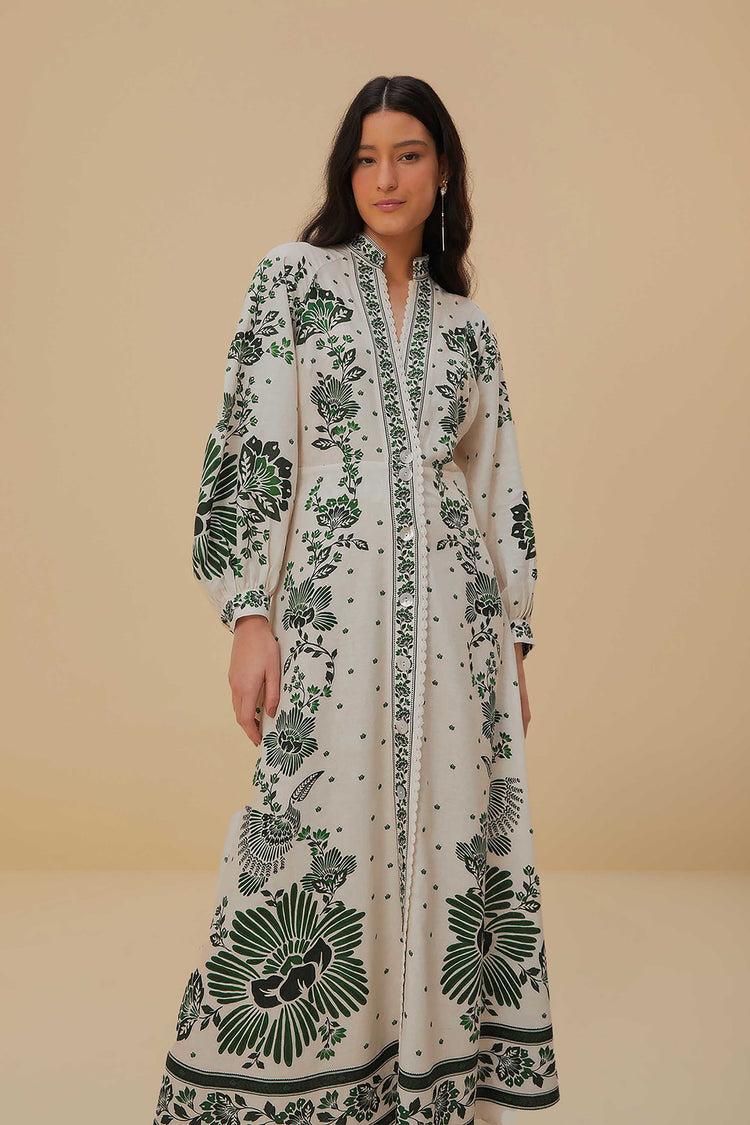 farm rio forest soul off-white maxi dress FOREST SOUL OFF-WHITE