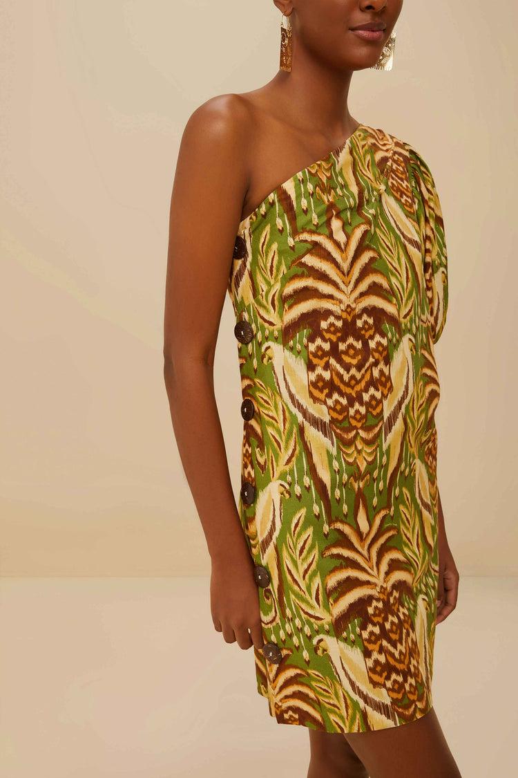 Farm Rio Green Pineapple Tapestry Lenzing™ Ecovero™ Euroflax™ Mini Dress PINEAPPLE TAPESTRY GREEN