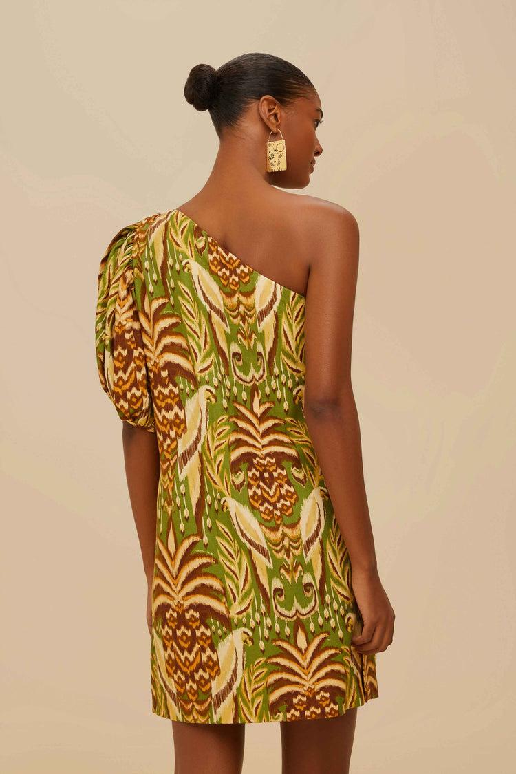 Farm Rio Green Pineapple Tapestry Lenzing™ Ecovero™ Euroflax™ Mini Dress PINEAPPLE TAPESTRY GREEN