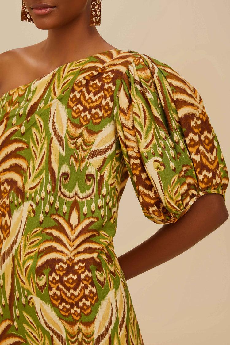 Farm Rio Green Pineapple Tapestry Lenzing™ Ecovero™ Euroflax™ Mini Dress PINEAPPLE TAPESTRY GREEN
