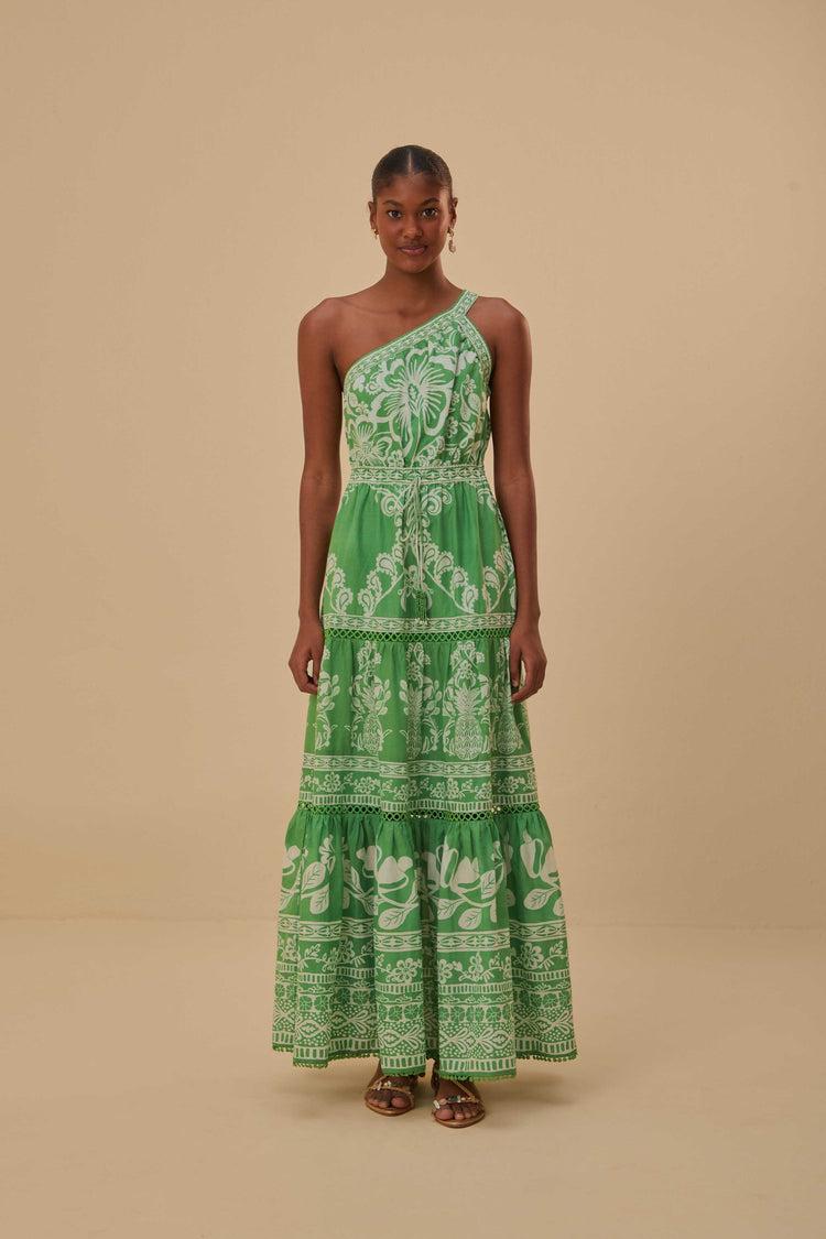 farm rio green sweet garden maxi dress SWEET GARDEN GREEN