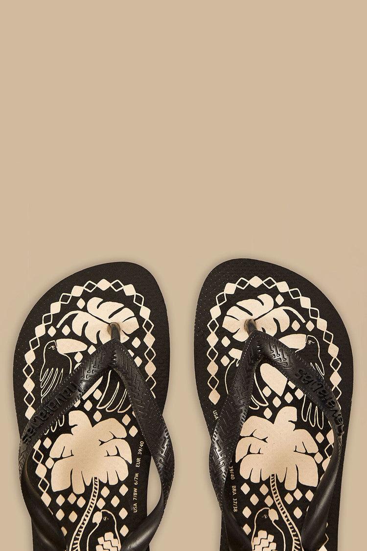 Farm Rio Jungle Scarf Havaianas Sandals JUNGLE SCARF BLACK