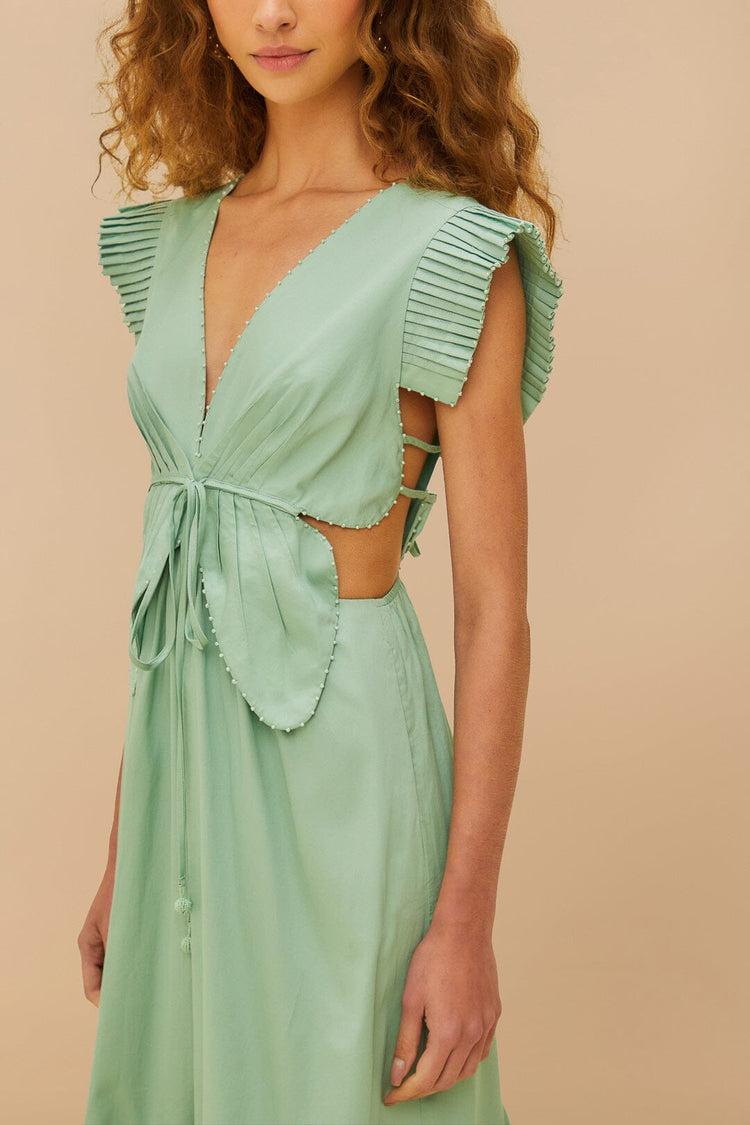 Farm Rio Light Green Butterfly Cut-out Midi Dress GREEN