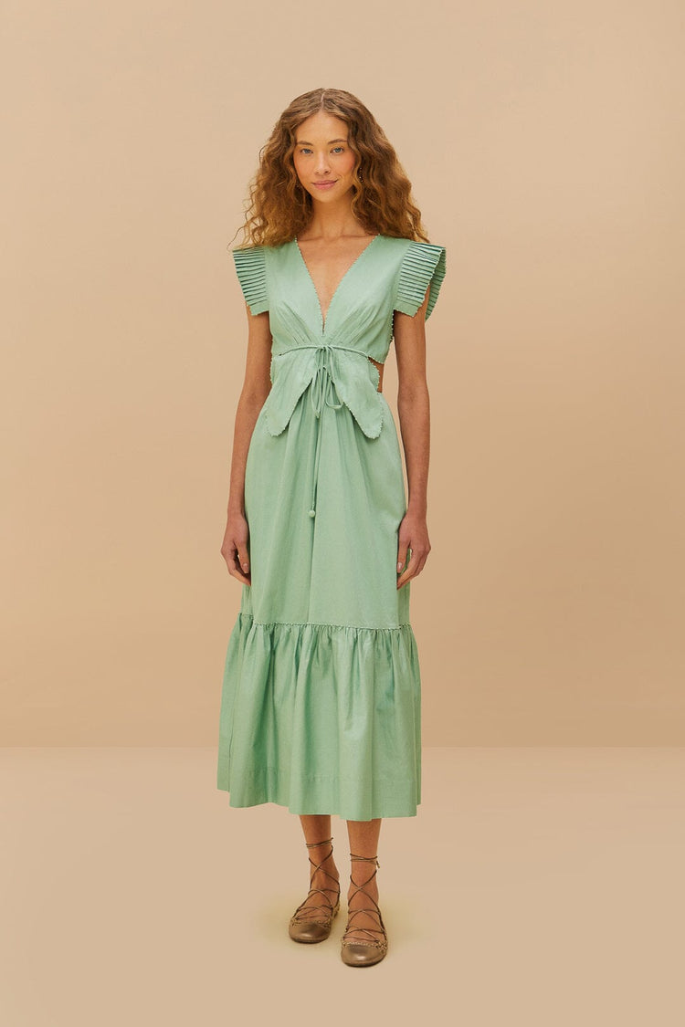 farm rio light green butterfly cut-out midi dress GREEN