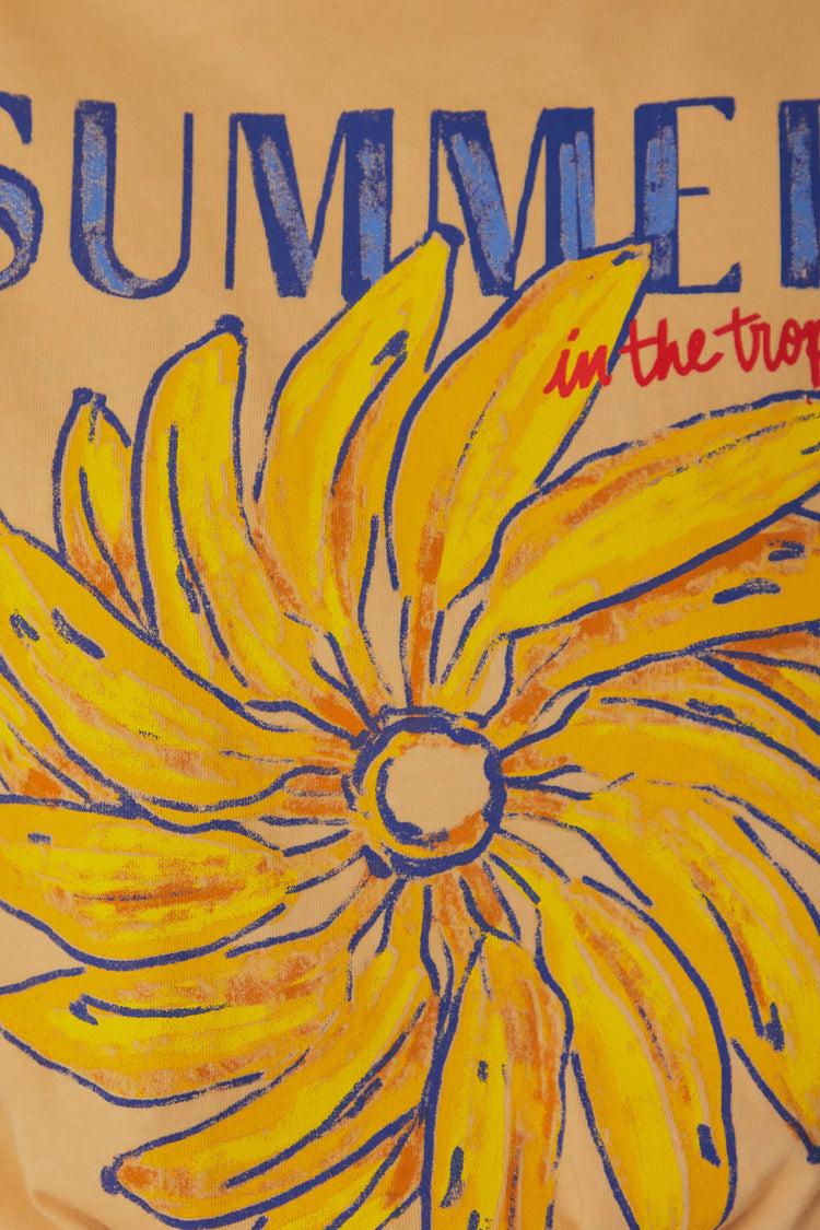 Farm Rio Lilac Summer In The Tropics Shoulder Pad Organic Cotton T-shirt LILAC