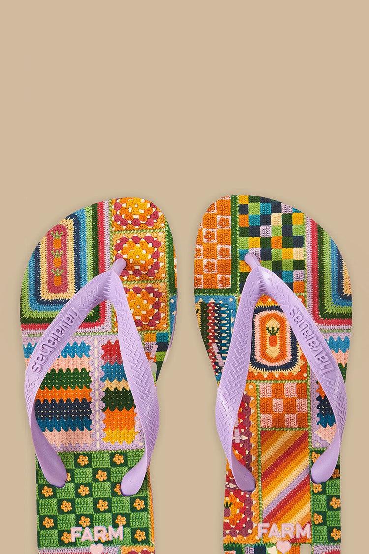 Farm Rio Mixed Crochet Havaianas Sandals MIXED CROCHET MULTICOLOR
