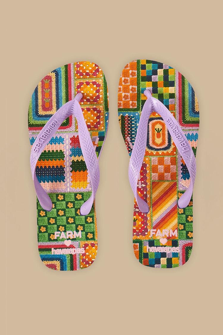 farm rio mixed crochet havaianas sandals MIXED CROCHET MULTICOLOR