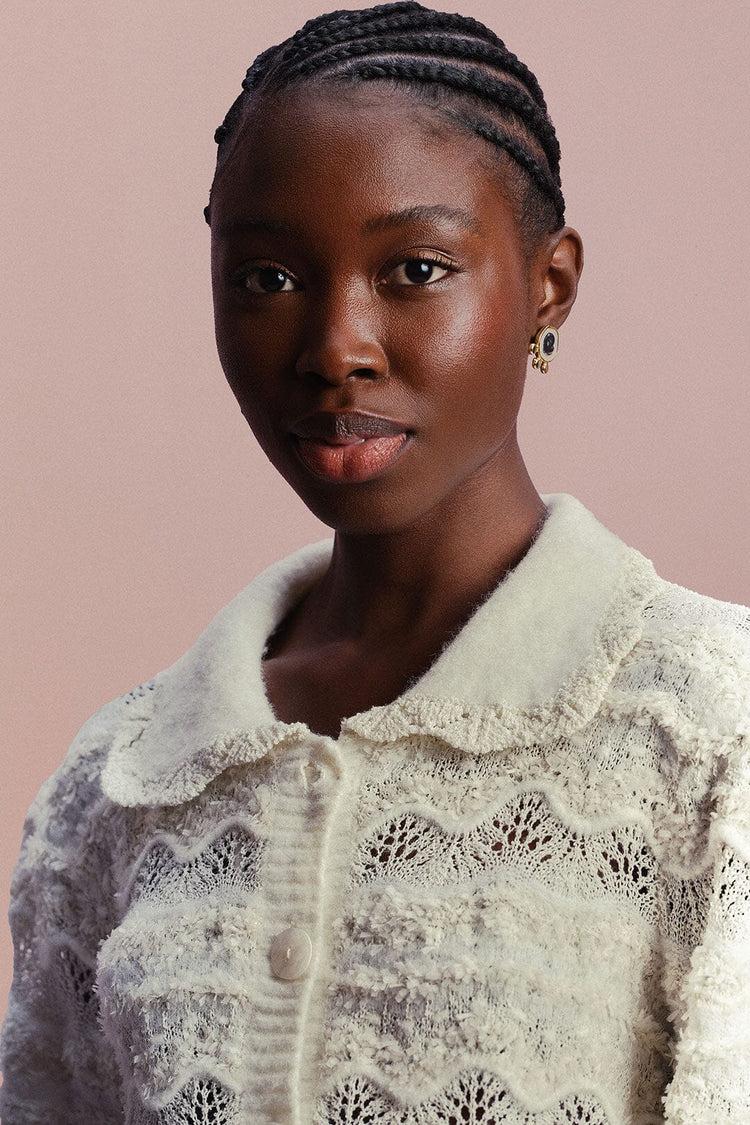 Farm Rio Mixed Stitches Off-white Knit Cardigan OFF-WHITE