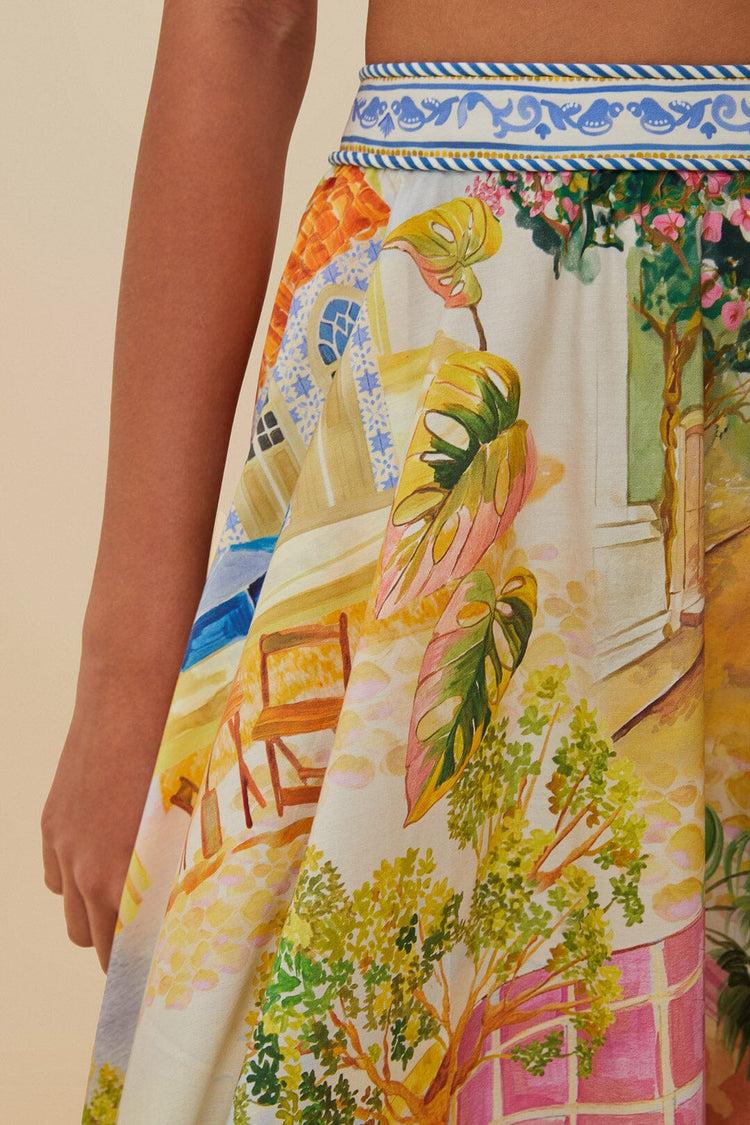 Farm Rio Multicolor Aracati Organic Cotton Midi Skirt ARACATI MULTICOLOR