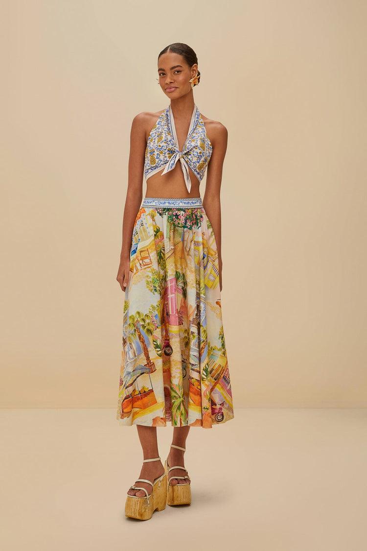 farm rio multicolor aracati organic cotton midi skirt ARACATI MULTICOLOR farm rio multicolor aracati organic cotton midi skirt ARACATI MULTICOLOR