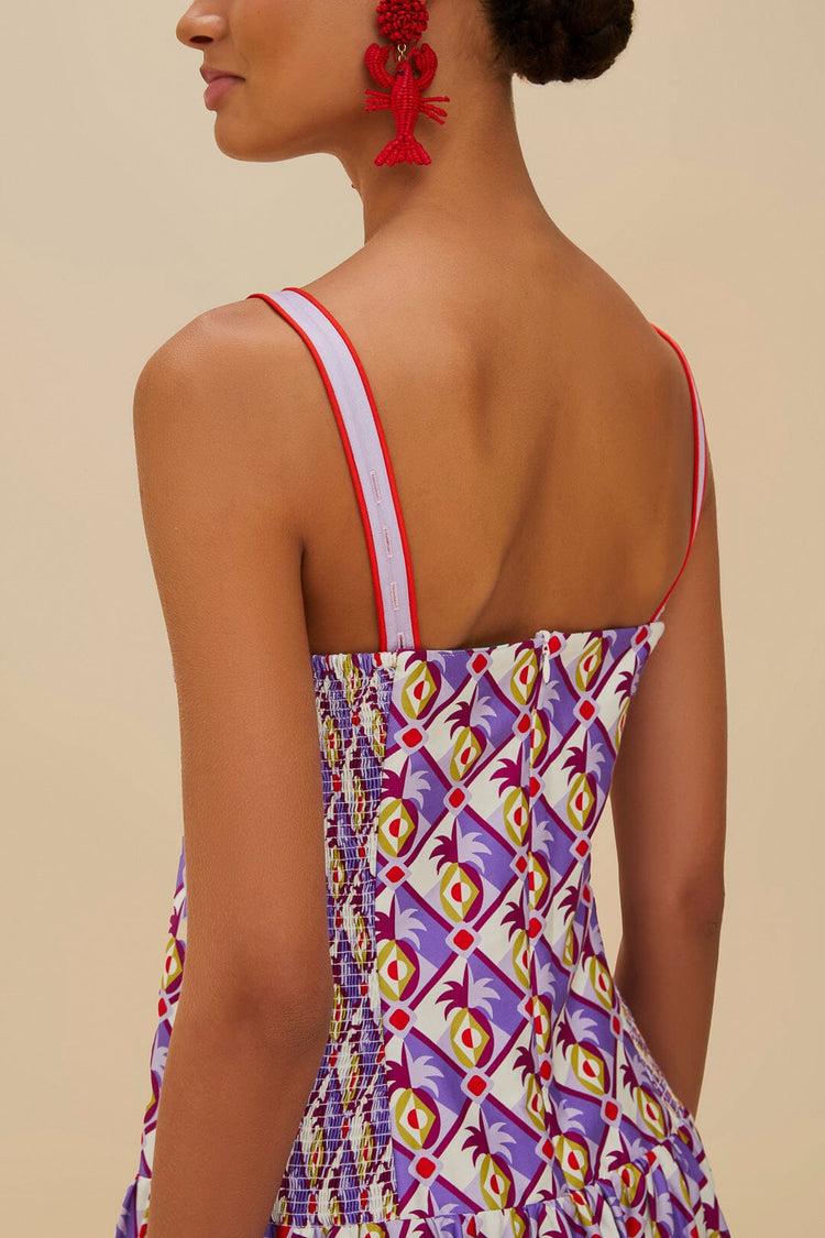 Farm Rio Multicolor Graphic Pineapple Scarf Organic Cotton Midi Dress GRAPHIC PINEAPPLE SCARF MULTICOLOR