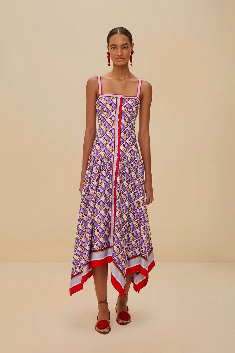 farm rio multicolor graphic pineapple scarf organic cotton midi dress GRAPHIC PINEAPPLE SCARF MULTICOLOR