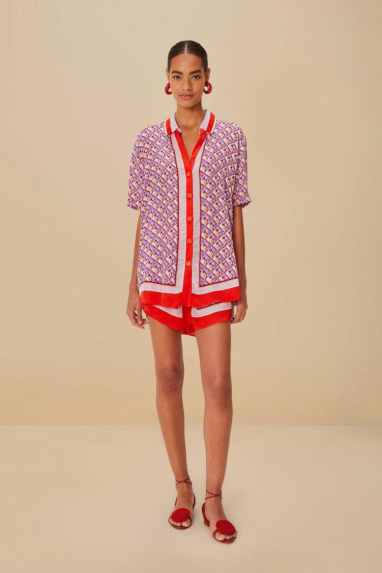 farm rio multicolor graphic pineapple scarf shorts GRAPHIC PINEAPPLE SCARF MULTICOLOR