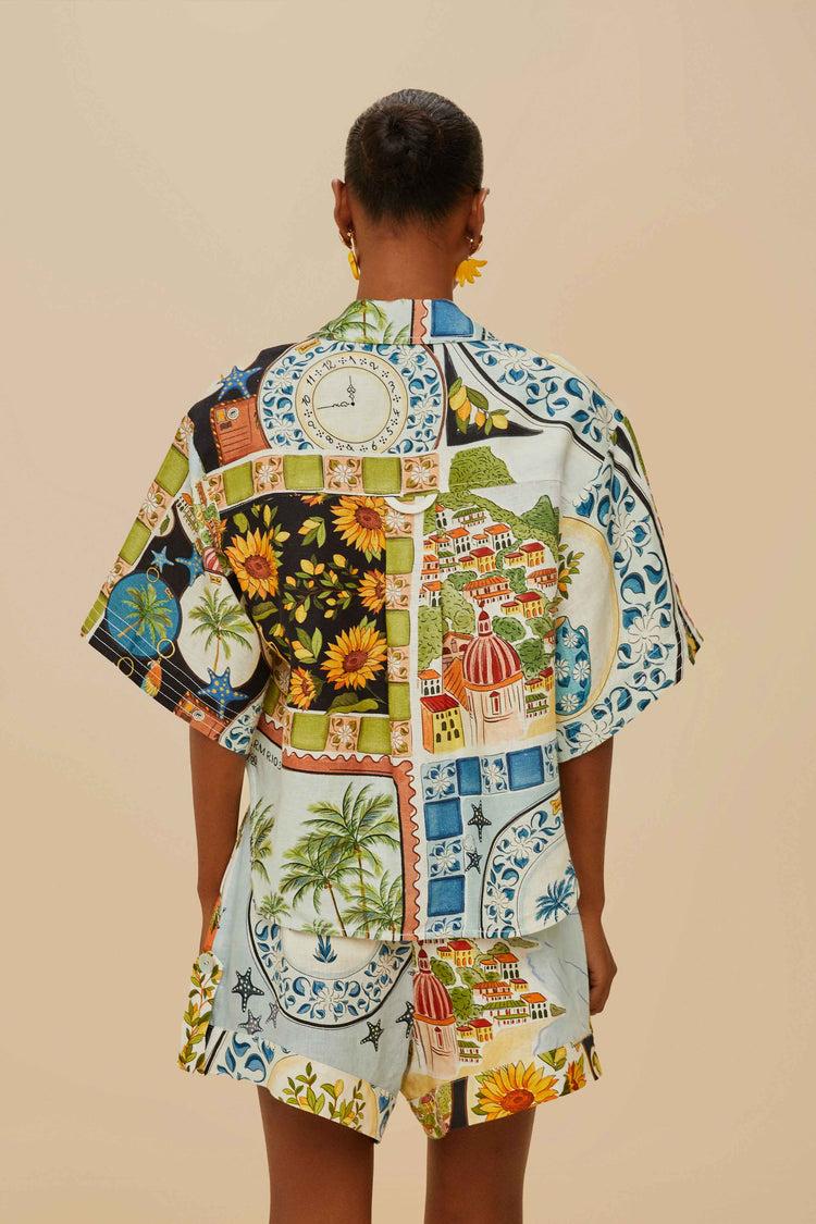 Farm Rio Multicolor Latin Trip Scarves Euroflax™ Premium Linen Shorts LATIN TRIP SCARVES MULTICOLOR