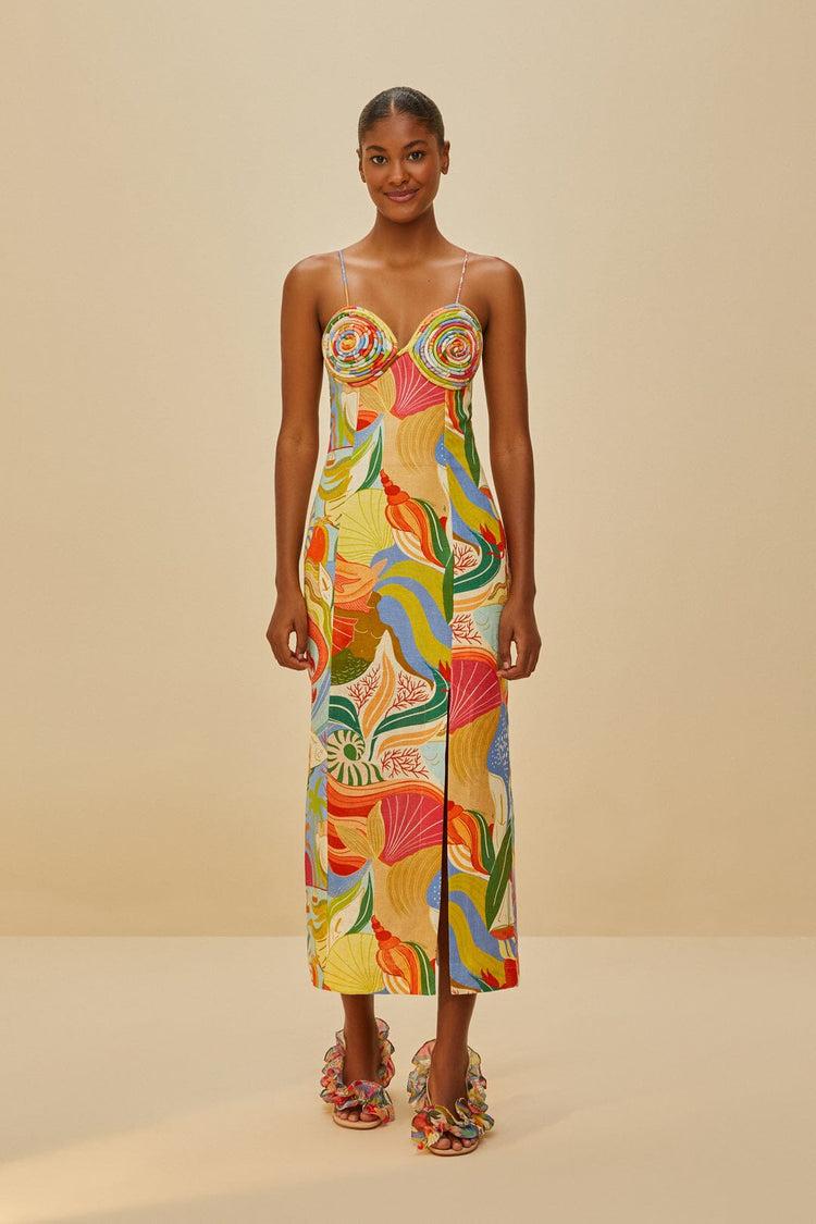 Farm Rio Multicolor Ocean View Monstera Heeled Sandal OCEAN VIEW