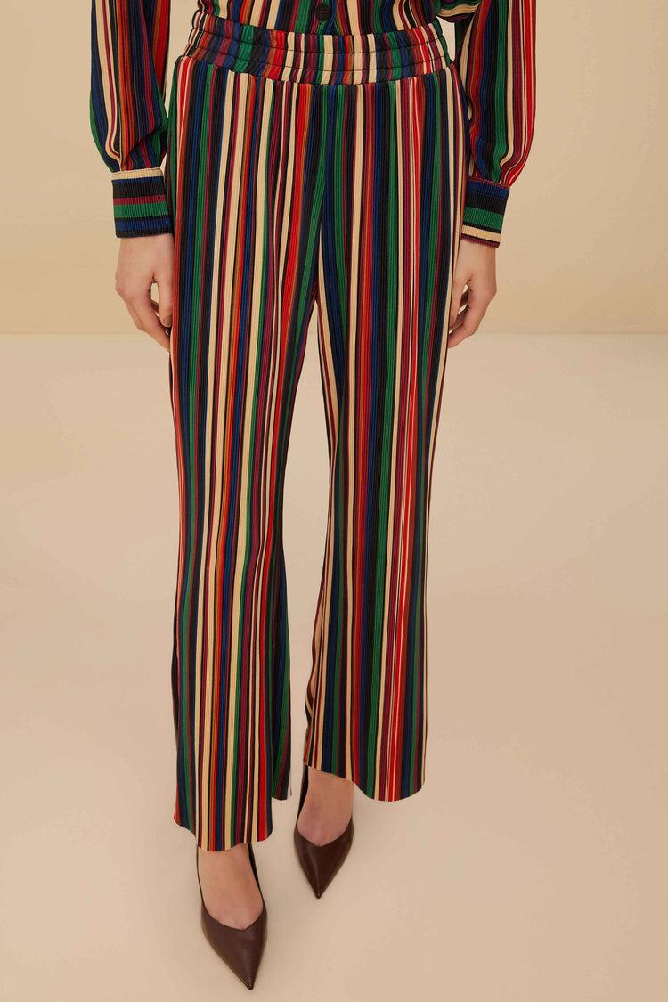 Farm Rio Multicolor Pipa Stripes Pleated Pants PIPA STRIPES MULTICOLOR