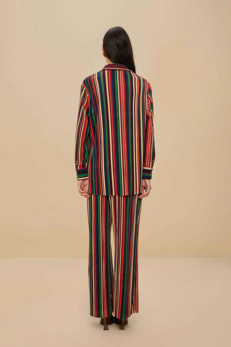 Farm Rio Multicolor Pipa Stripes Pleated Pants PIPA STRIPES MULTICOLOR
