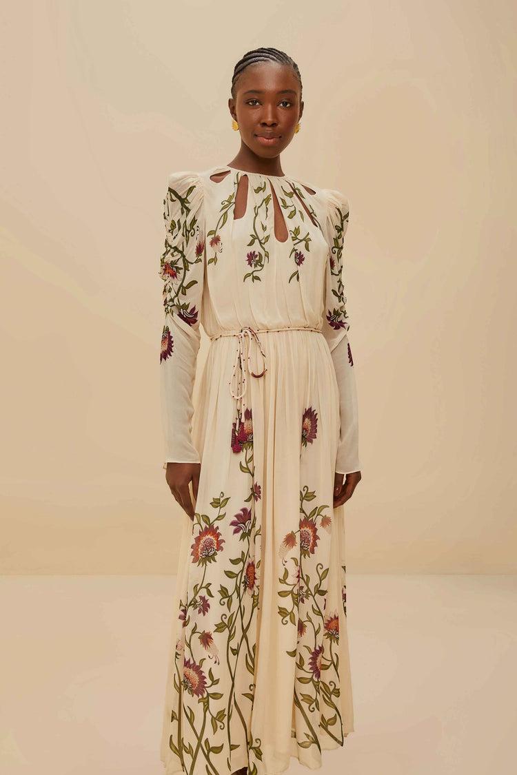 Farm Rio Multicolor Romantic Nature Long Sleeve Maxi Dress ROMANTIC NATURE MULTICOLOR