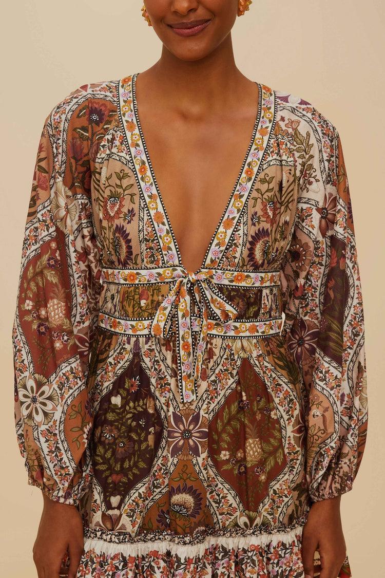 Farm Rio Multicolor Romantic Nature Mini Dress ROMANTIC NATURE MULTICOLOR