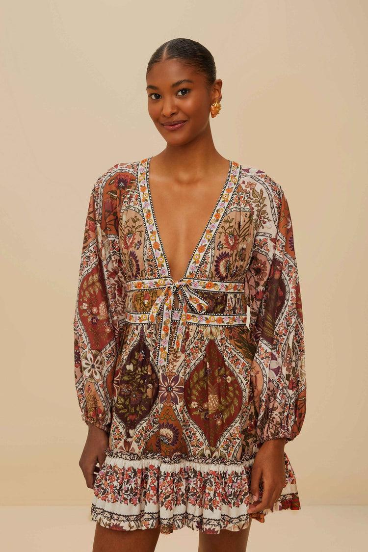 farm rio multicolor romantic nature mini dress ROMANTIC NATURE MULTICOLOR