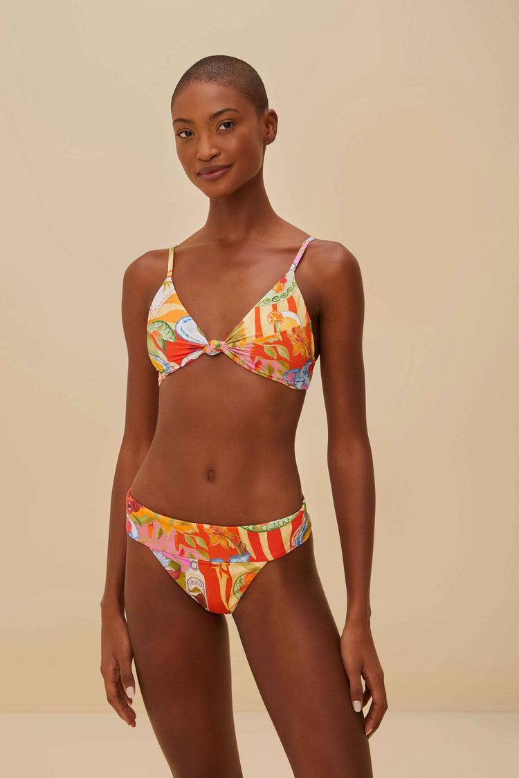 Farm Rio Multicolor Summer Picnic Knot Bikini Top SUMMER PICNIC MULTICOLOR
