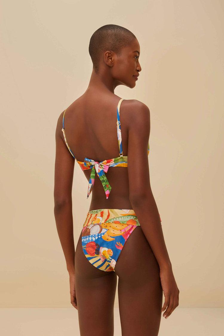 Farm Rio Multicolor Summer Picnic Knot Bikini Top SUMMER PICNIC MULTICOLOR