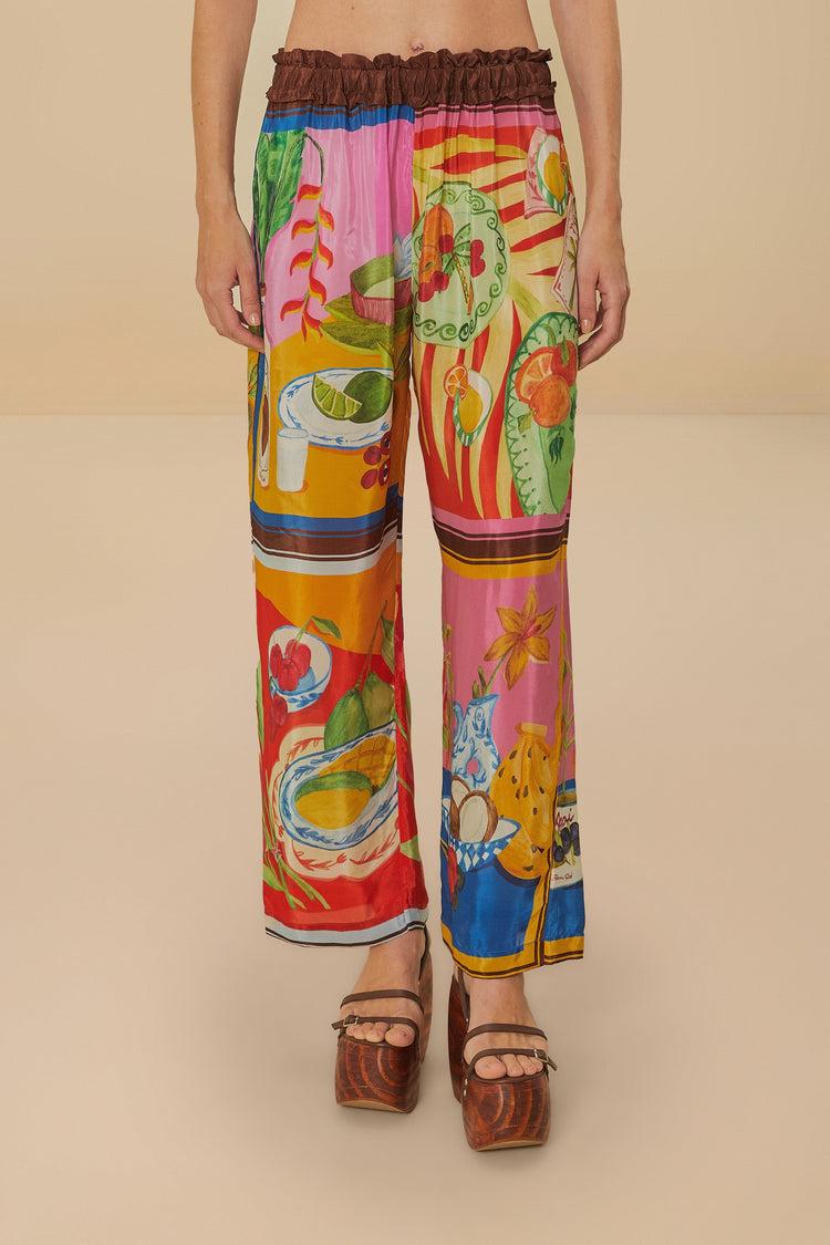Farm Rio Multicolor Summer Picnic Low Waist Pants SUMMER PICNIC MULTICOLOR