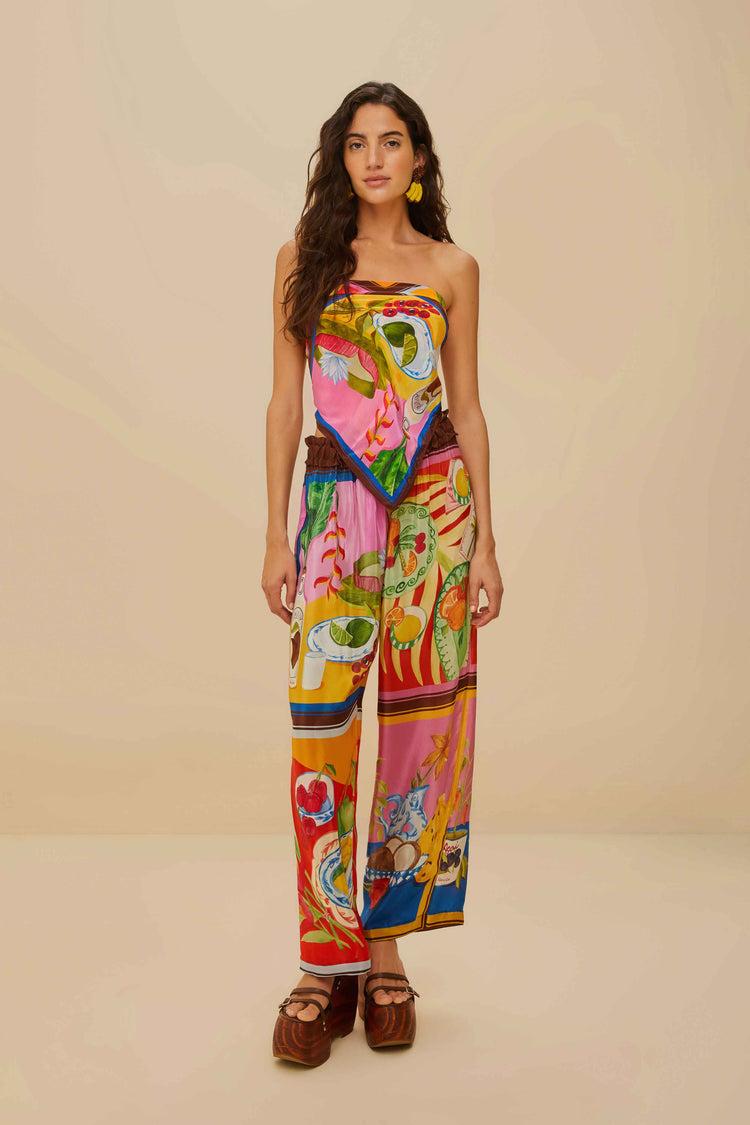 Farm Rio Multicolor Summer Picnic Scarf SUMMER PICNIC MULTICOLOR