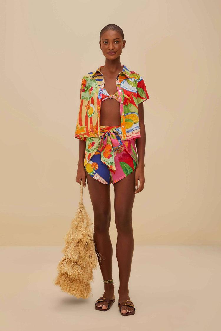 Farm Rio Multicolor Summer Picnic Shirt SUMMER PICNIC MULTICOLOR