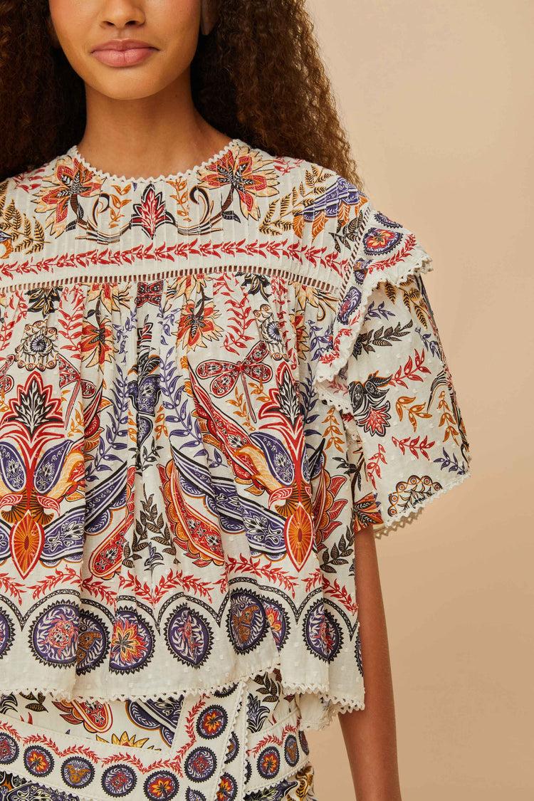 Farm Rio Off-white Boho Glam Lace Blouse BOHO GLAM OFF-WHITE