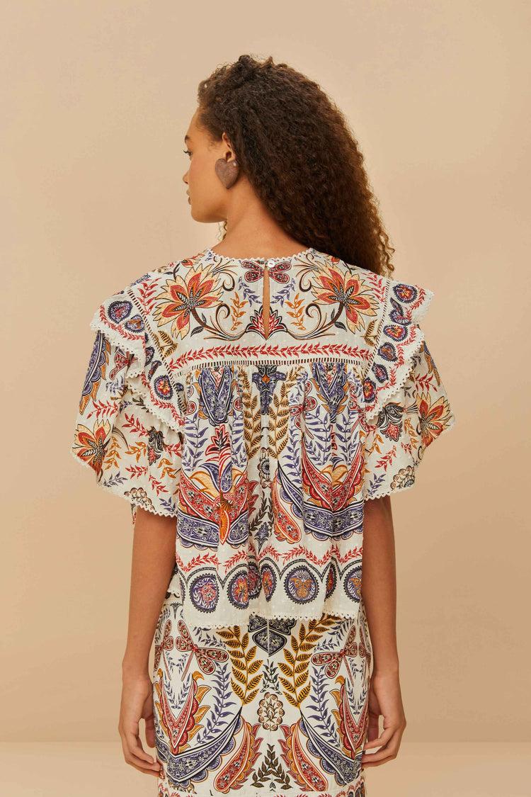 Farm Rio Off-white Boho Glam Lace Blouse BOHO GLAM OFF-WHITE