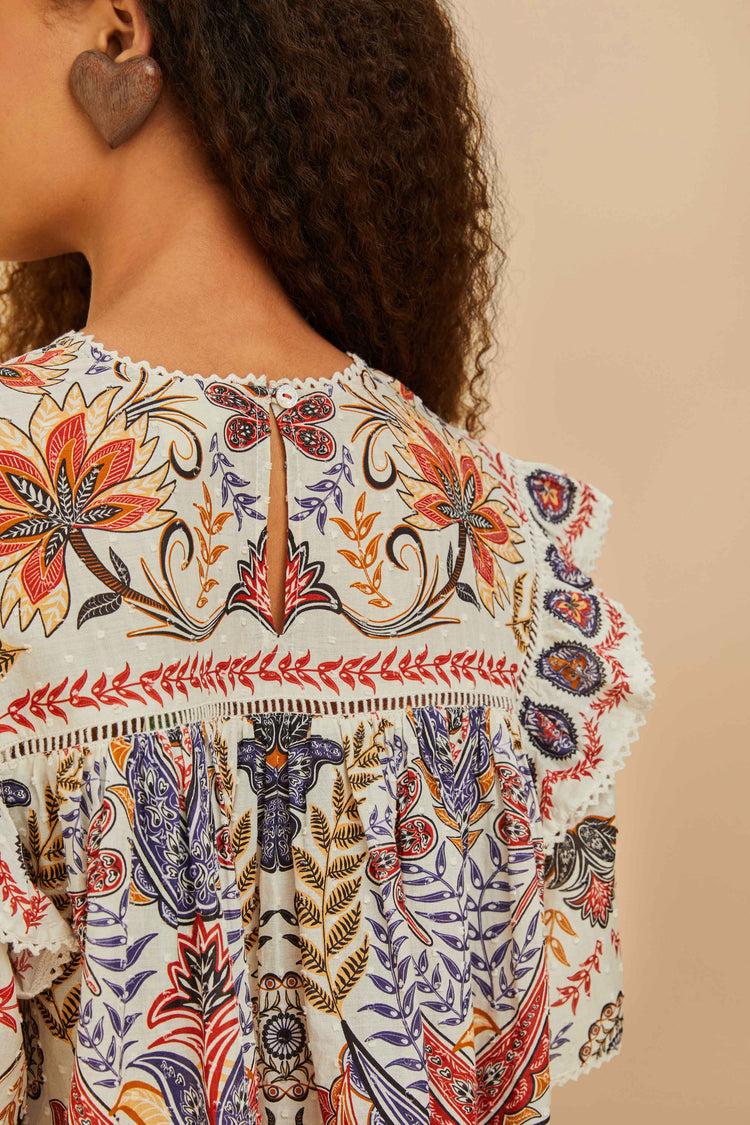 Farm Rio Off-white Boho Glam Lace Blouse BOHO GLAM OFF-WHITE