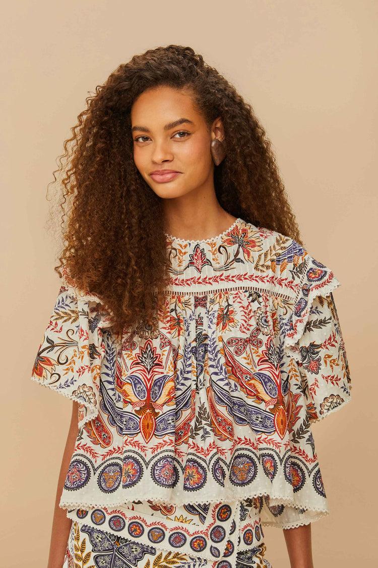 farm rio off-white boho glam lace blouse BOHO GLAM OFF-WHITE