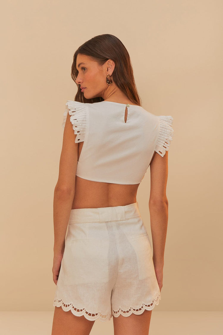 Farm Rio Off-white Butterfly Richelieu Blouse OFF-WHITE