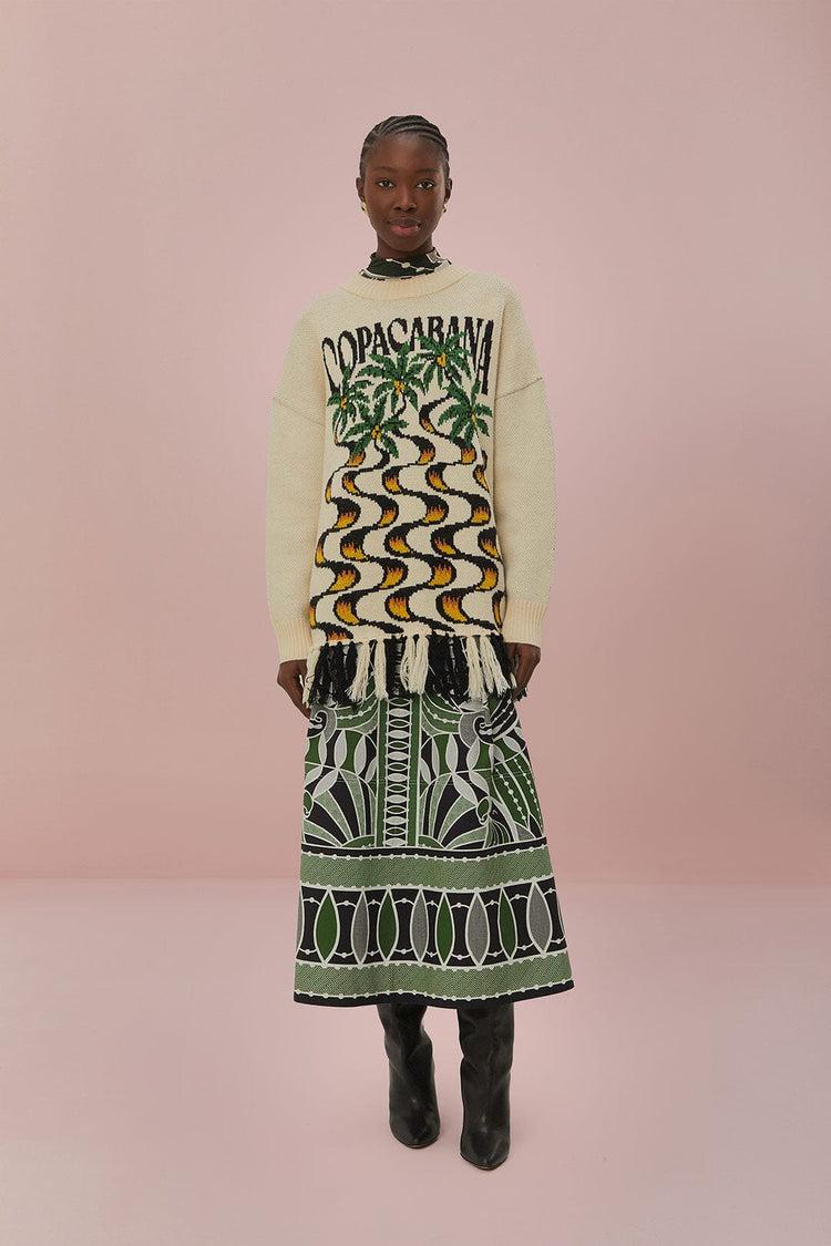 Farm Rio Off-white Copacabana Fringe Sweater OFF-WHITE