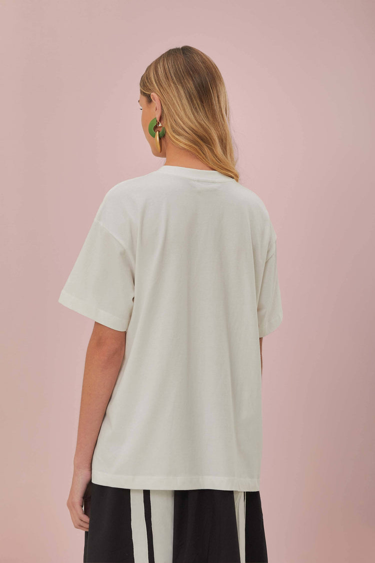 Farm Rio Off-white Copacabana Relaxed Organic Cotton T-shirt OFF-WHITE