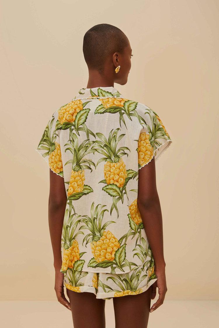 Farm Rio Off-white Delicate Pineapple Shirt DELICATE PINEAPPLE OFF-WHITE
