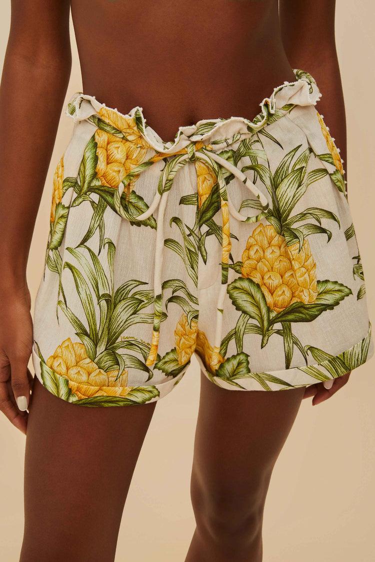 Farm Rio Off-white Delicate Pineapple Short DELICATE PINEAPPLE OFF-WHITE