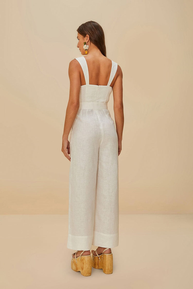 Farm Rio Off-white Euroflax™ Premium Linen Jumpsuit OFF-WHITE