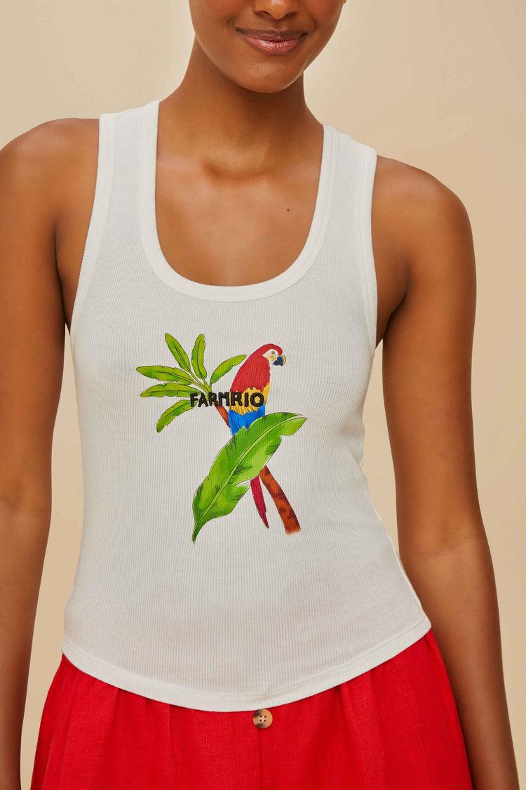 Farm Rio Off-white Farmrio Macaw Tank Top OFF-WHITE