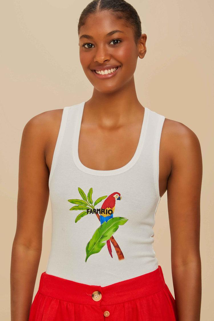 farm rio off-white farmrio macaw tank top OFF-WHITE
